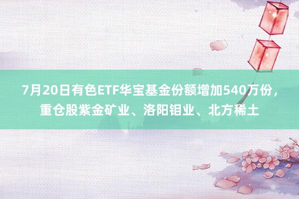 7月20日有色ETF华宝基金份额增加540万份，重仓股紫金矿业、洛阳钼业、北方稀土